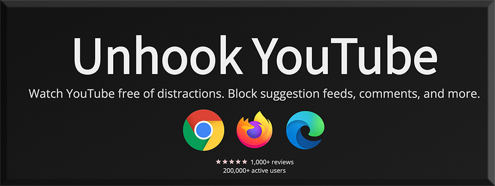 Use unhook.app to watch YouTube free of distractions. Block suggestion feeds, comments, and more.