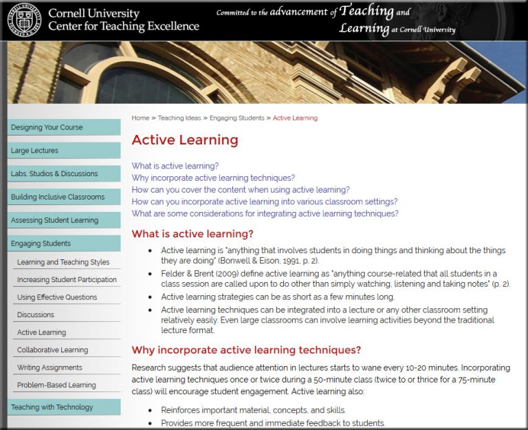 The Benefits Of Active Learning Plus Some Solid Resources Re Active 